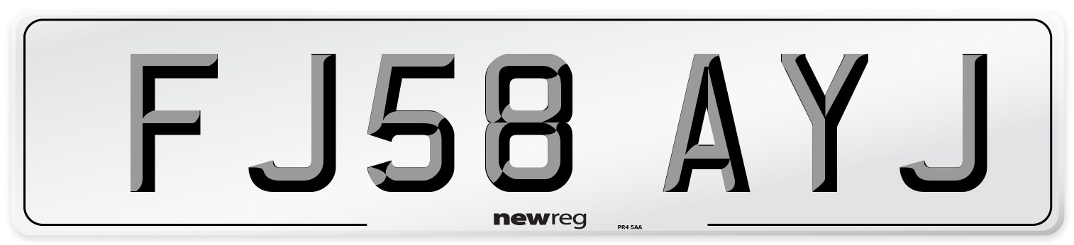 FJ58 AYJ Number Plate from New Reg